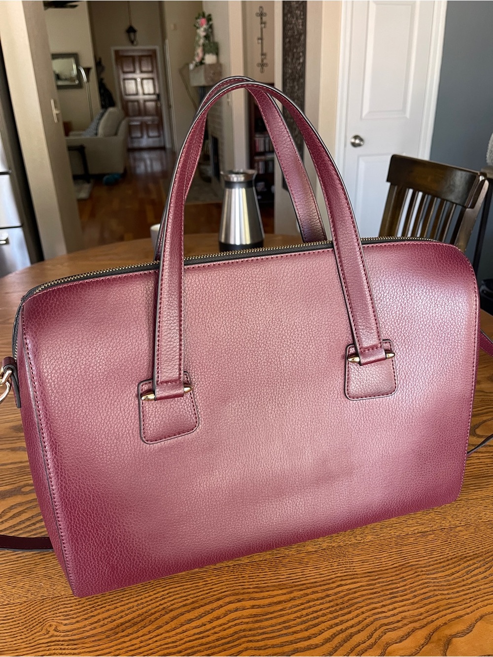 Structured Women's Satchel Bag in Wine